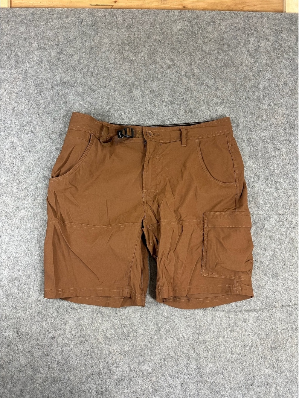 prAna Stretch Zion Hiking Shorts Men's 32x8 Brown Nylon Cargo Belted